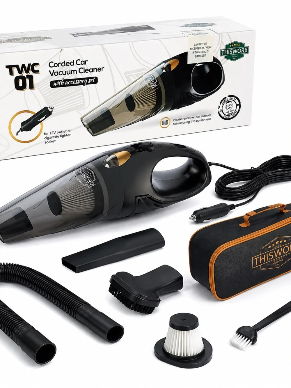 Black & Smoke Corded Car Vacuum Cleaner - TWC01 NWIB
